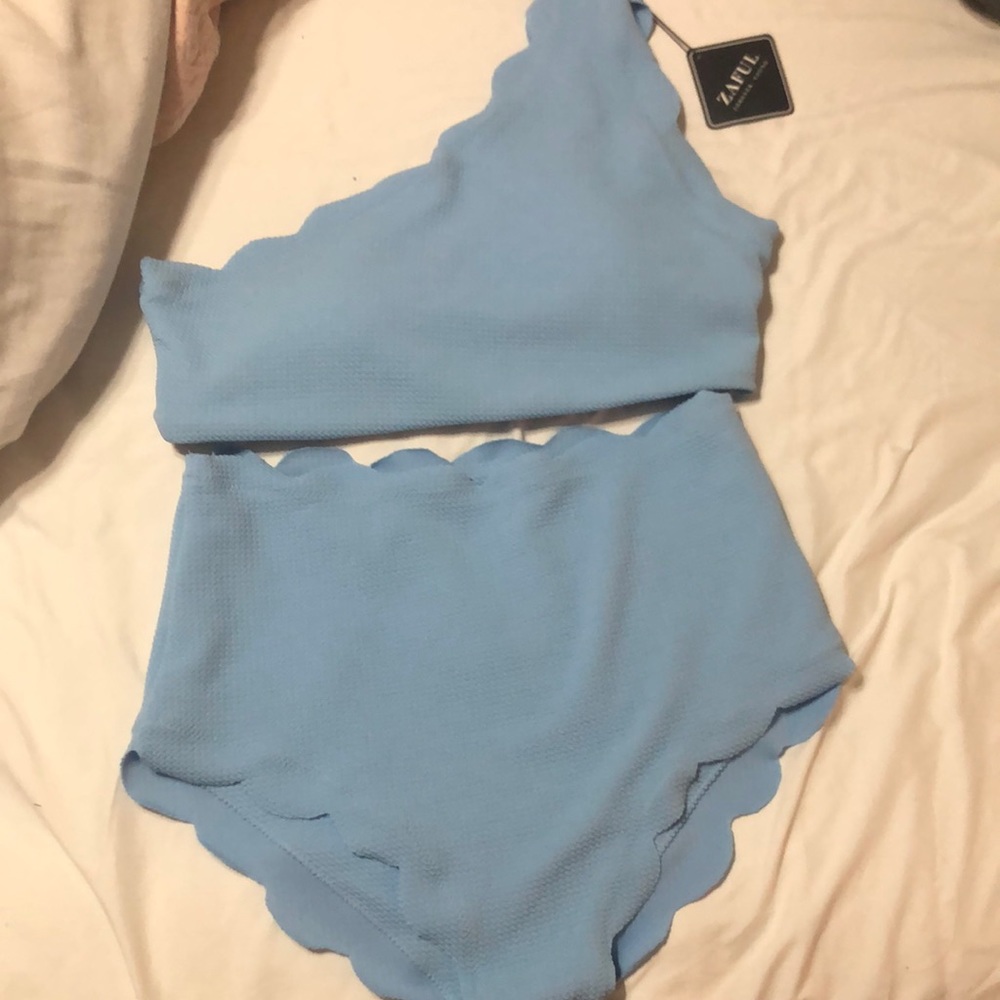 Two piece Zaful High waist scalloped bikini NWT